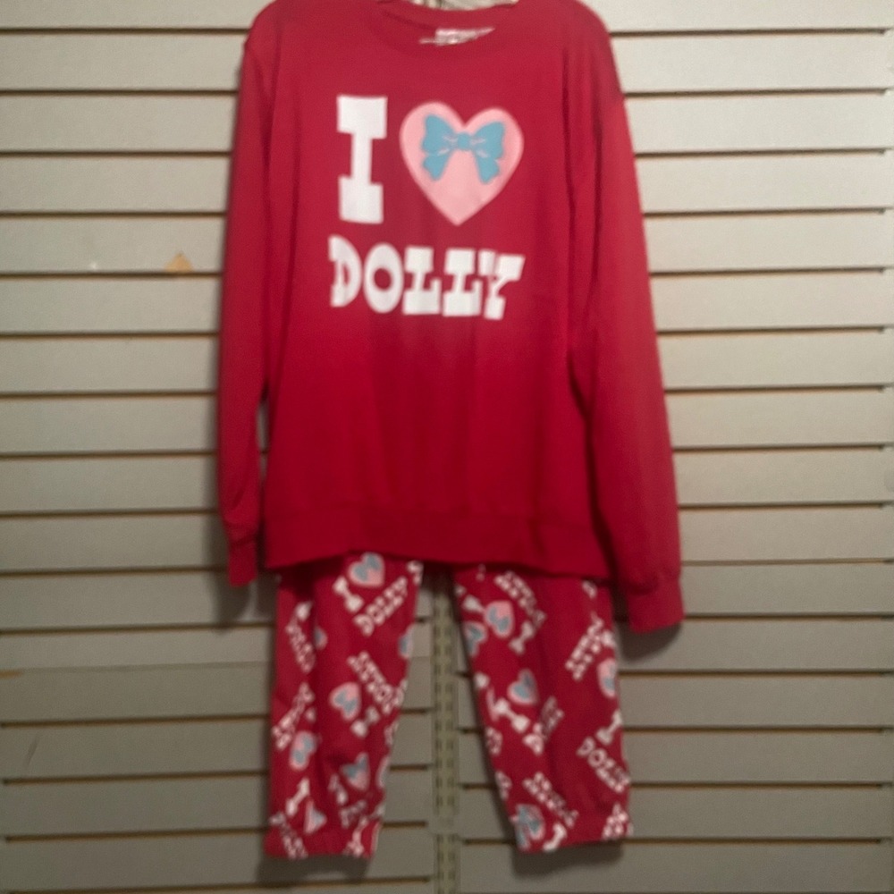Dolly‎ Parton I Heart Dolly Red Pajama Set Loungewear Sweatshirt Joggers XXL